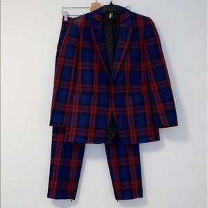 Topshop plaid blazer and pant suit